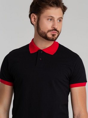 Рубашка поло Prince 190, черная с красным, арт. 6085.30