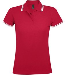 Рубашка поло женская PASADENA WOMEN 200, красная с белым