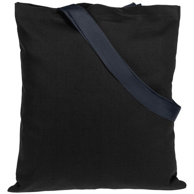 Холщовая сумка BrighTone, черная с темно-синими ручками , арт. 10766.34 - купить в 4kraski.ru